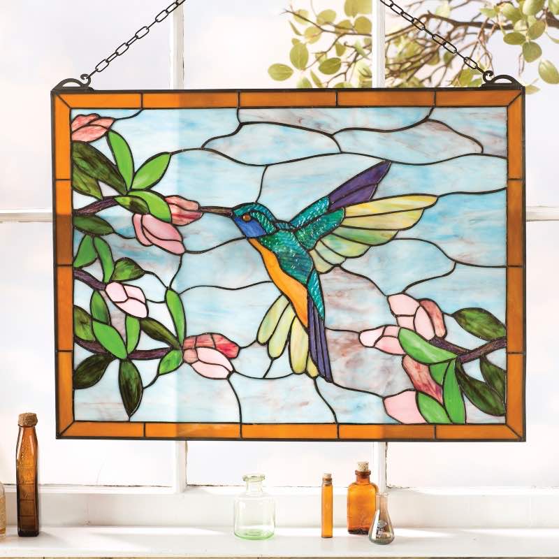 Hummingbird Stained Glass Panel