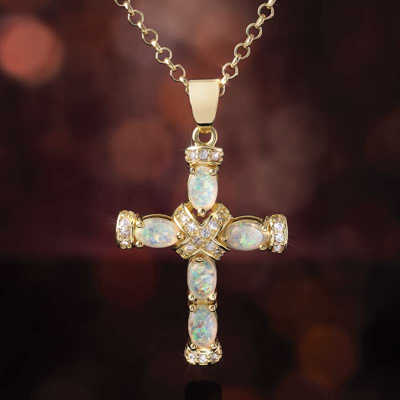 Opal Spirit Cross Pendant