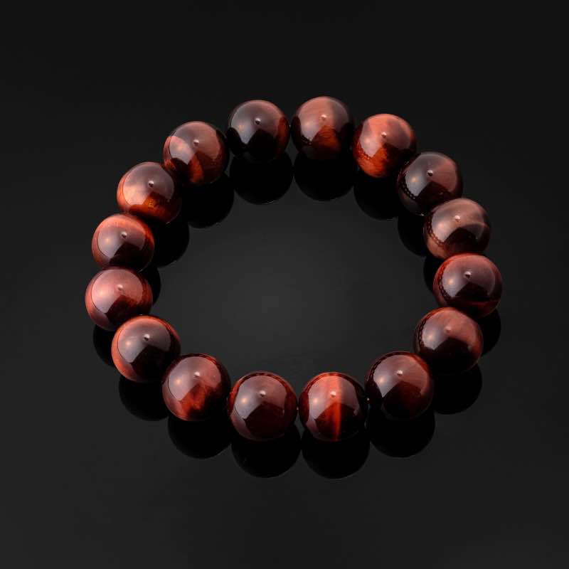 Tiger's Eye Men's Beaded Bracelet (Red)