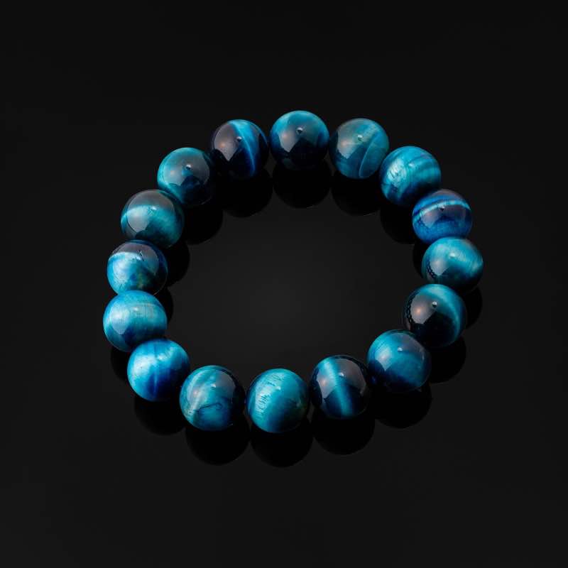 Tiger's Eye Men's Beaded Bracelet (Blue)