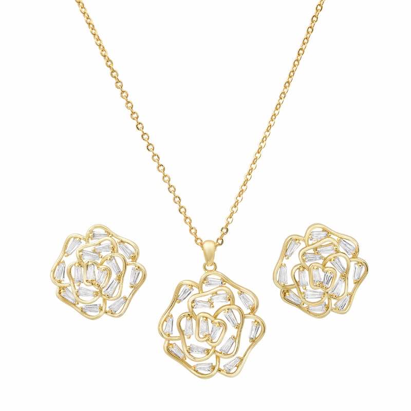 Golden Rose Necklace and Earrings