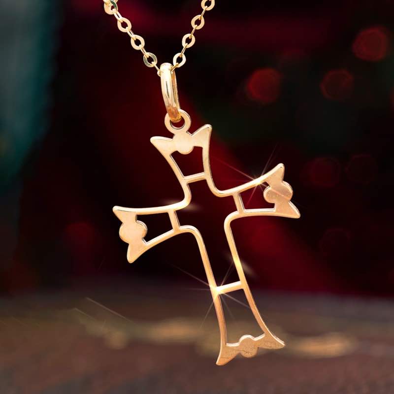 Faith and Love Italian Gold Cross Pendant