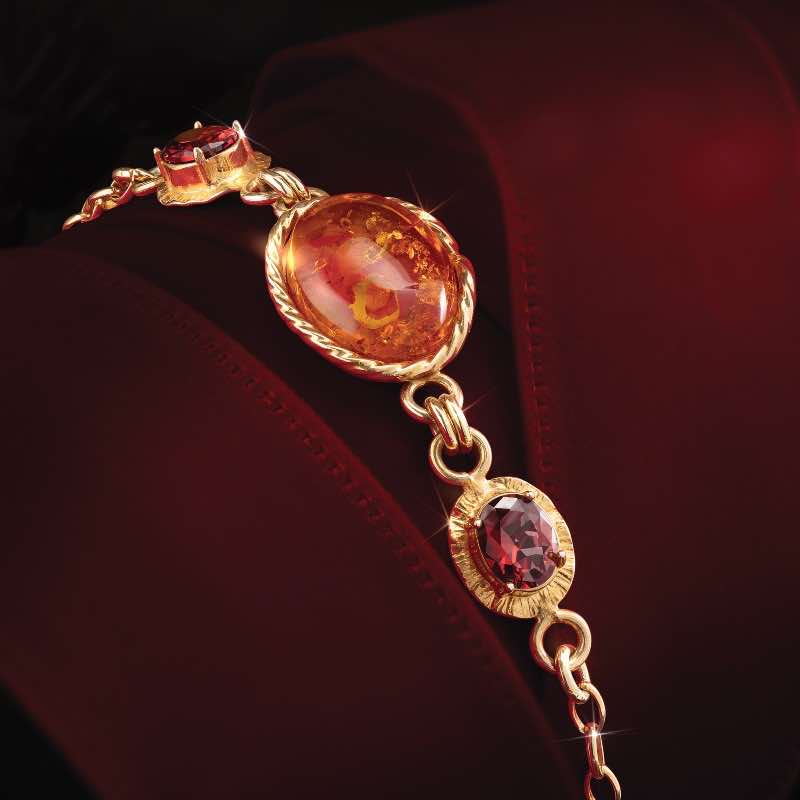 Garnet and Amber Bracelet