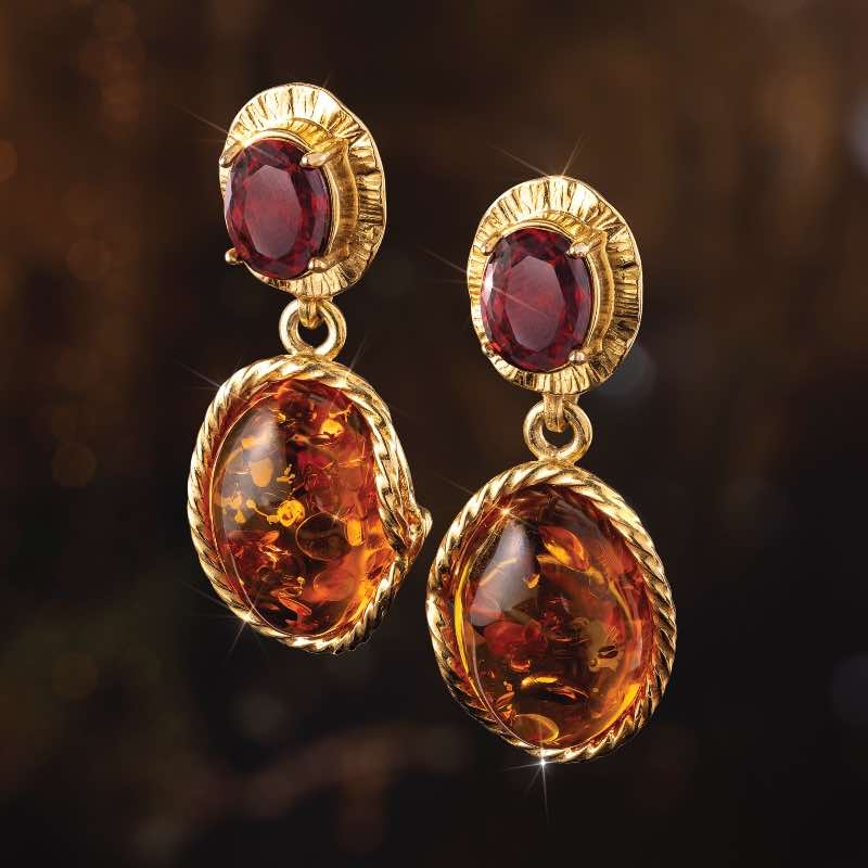 Garnet and Amber Earrings