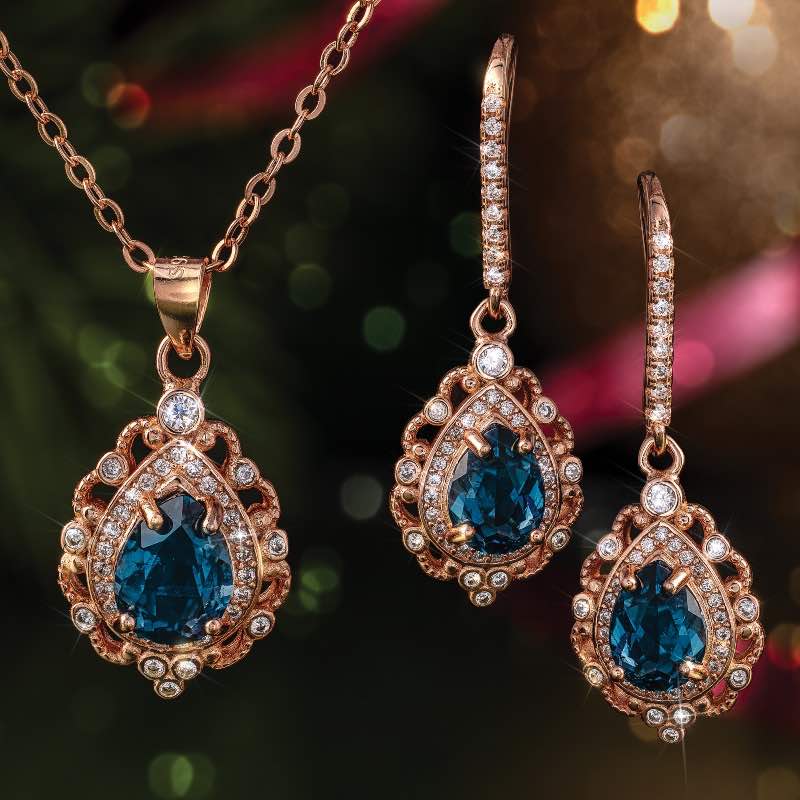 Dickens London Blue Topaz Necklace and Earrings