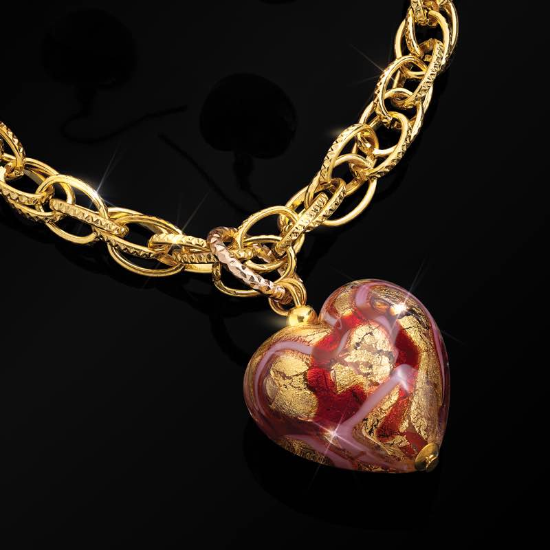 Heart of Gold Murano Necklace