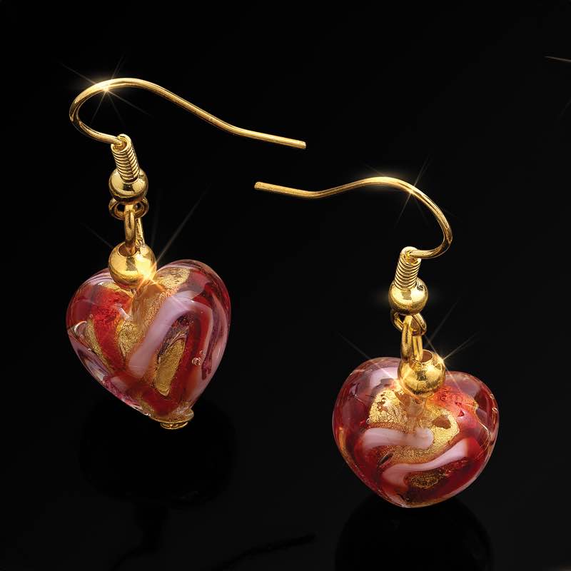 Heart of Gold Murano Earrings