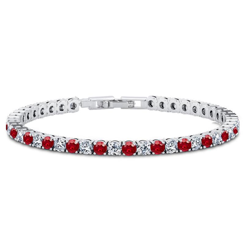 Women's DiamondAura Tennis Bracelet (ruby red and white)