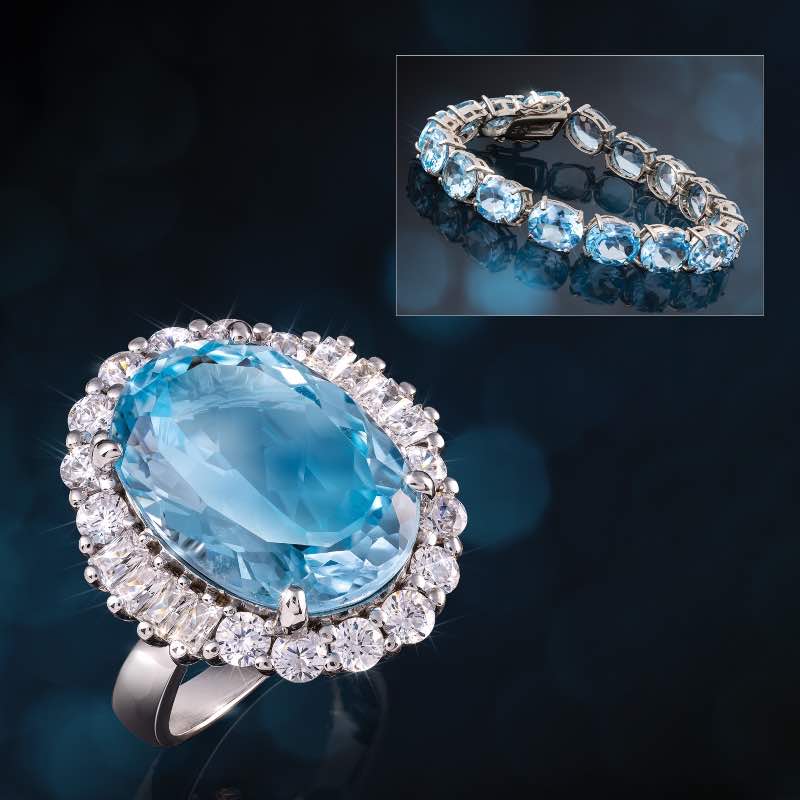 Blue Topaz Statement Ring & Bracelet