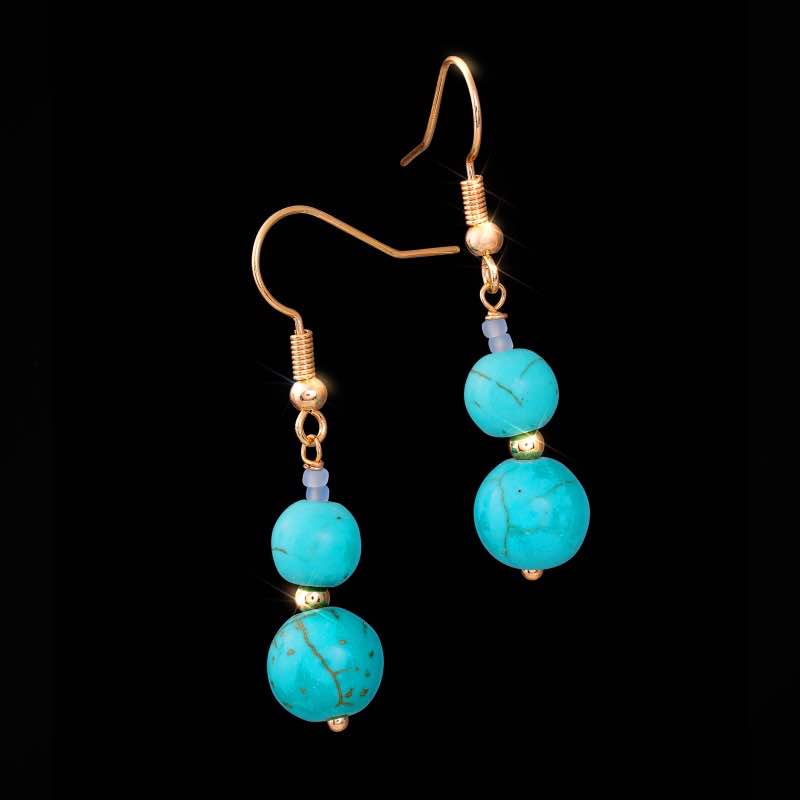 Triple-Strand Howlite Statement Earrings