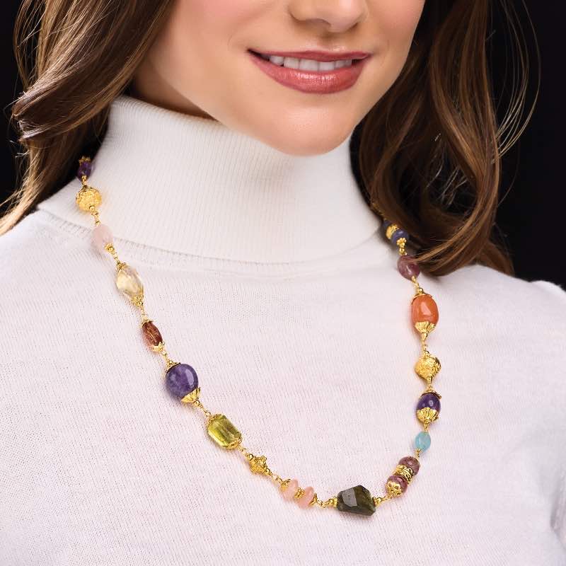 Sterling Silver Multi-Gemstone Necklace