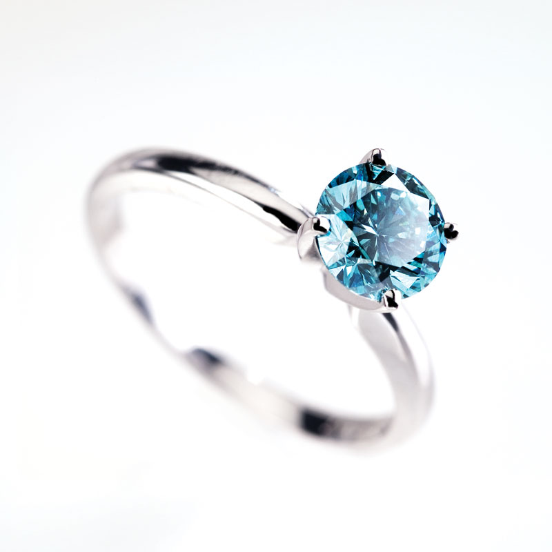 18K White Gold Blue Diamond Ring (.5 ctw)