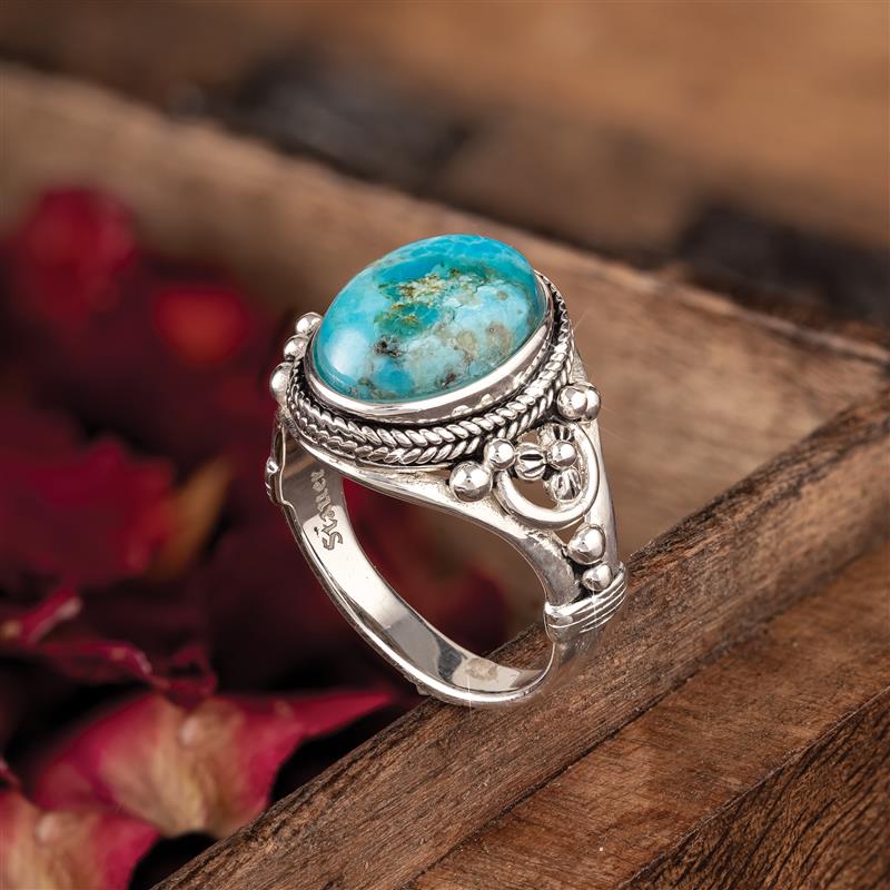 turquoise silver ring, firoza stone, firoza silver, salman khan stone,  afghani firoza, navratan, ceylon ring, silver ring – CLARA