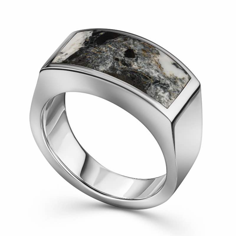 Men's Sterling Silver White Buffalo Ring