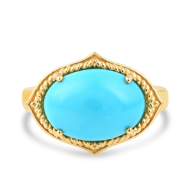 Robins Egg Blue Antique Turquoise in Gold Ring – Gem Set Love