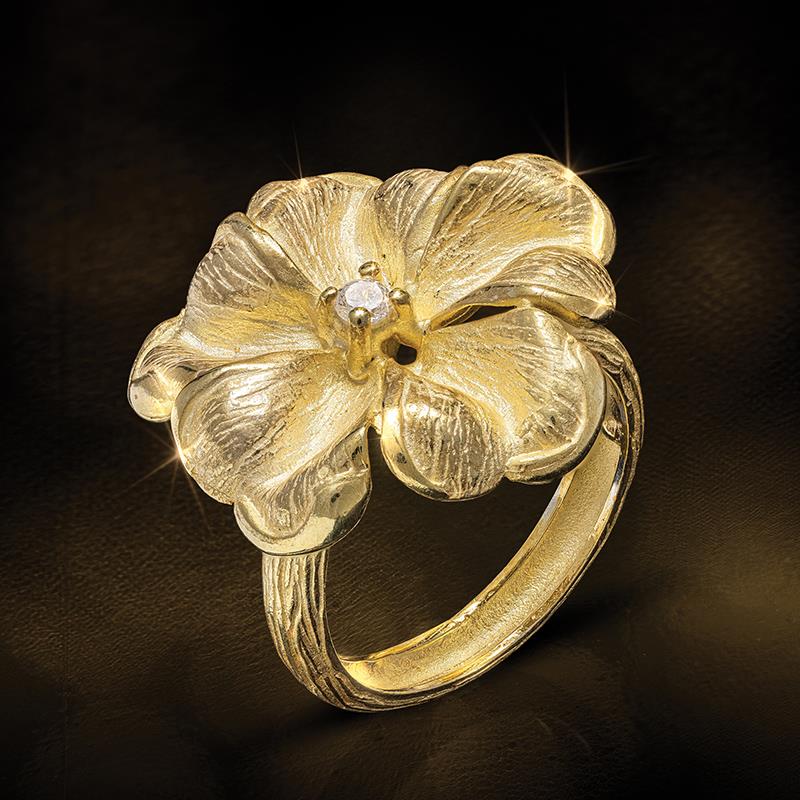 Italian-Made Rose of Sharon Ring