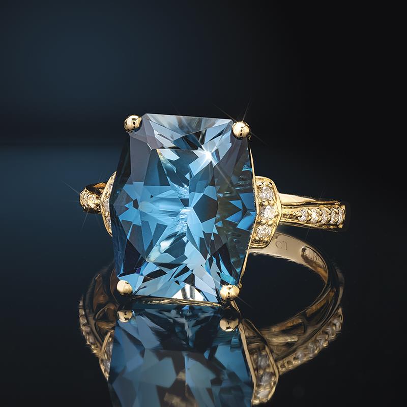 14K White Gold Sky Blue Topaz Diamond Chevron Ring | Shop 14k White Gold  Lusso Color Rings | Gabriel & Co