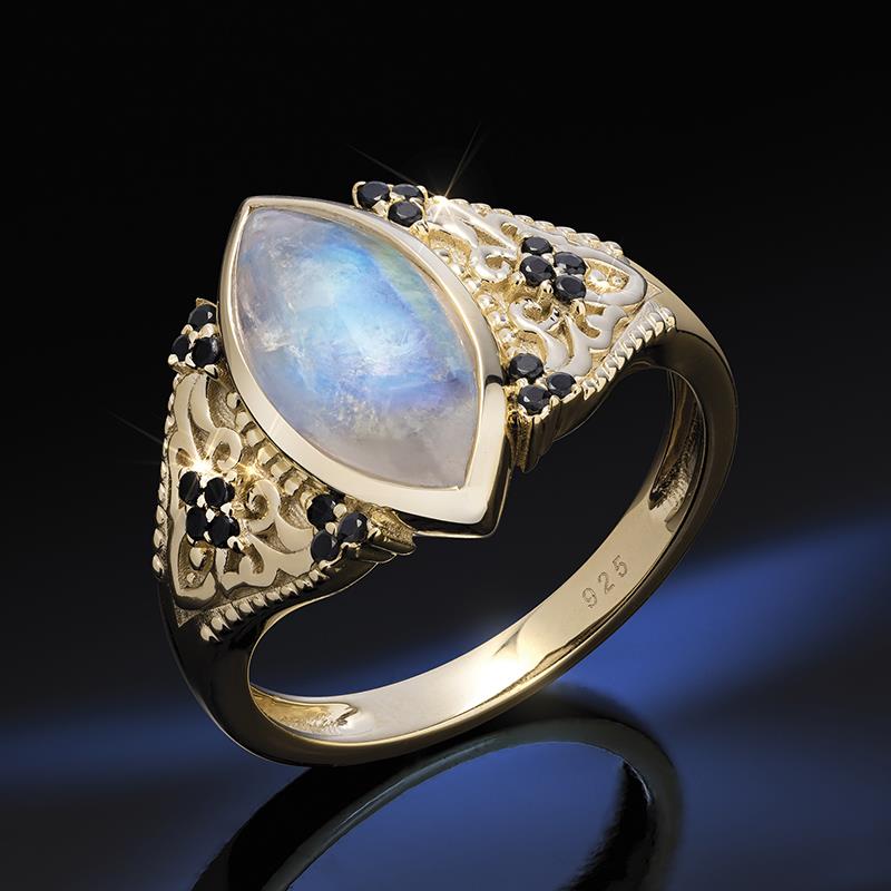 Sterling Silver Rainbow Moonstone Ring 