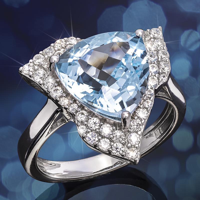 14KT Gold Blue Topaz and Diamond Ring – GDS