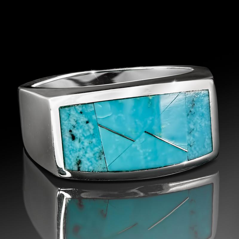 Kingman Turquoise Ring - East West Turquoise Ring - Sterling Silver Ri -  Linda Blackbourn Jewelry