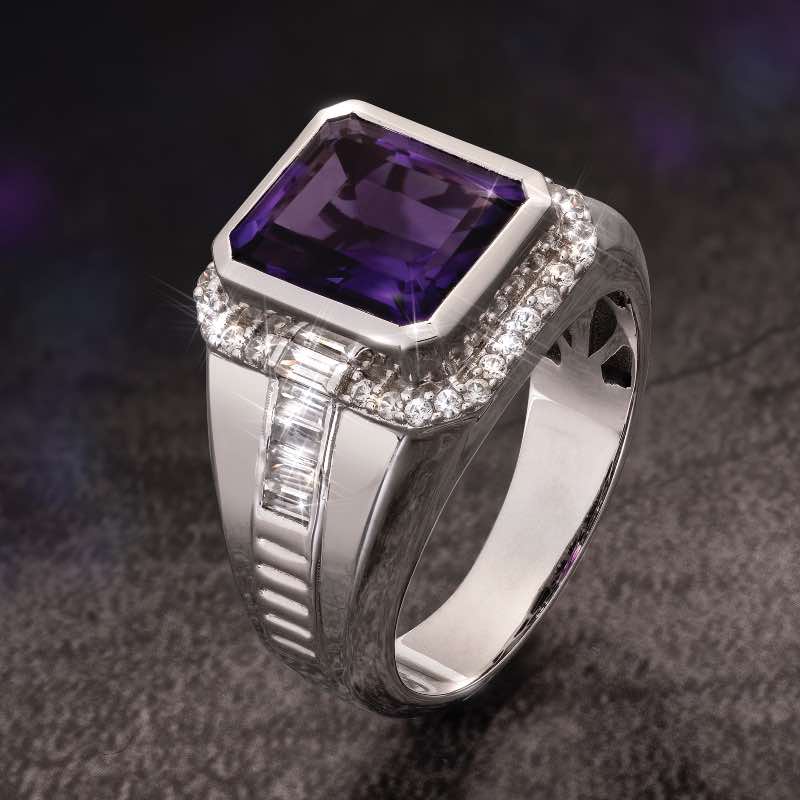 Sterling Silver Men's African Amethyst Ring