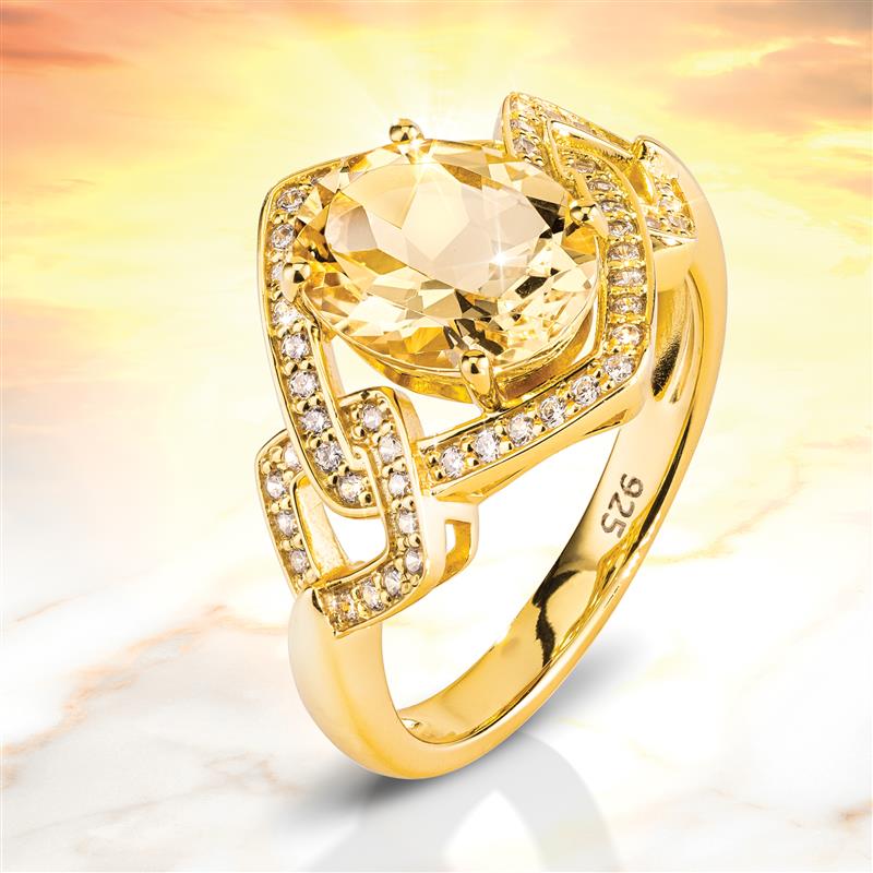 Sun Worshipper Golden Emerald Ring
