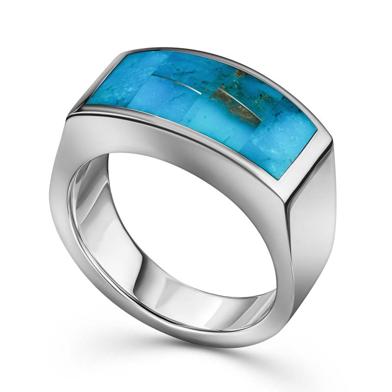 Sterling Silver Men's Kingman Arizona Turquoise Ring