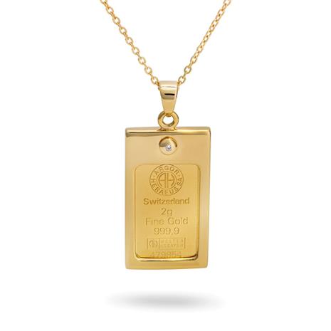 2 Gram Gold Ingot & Diamond Necklace | Onu