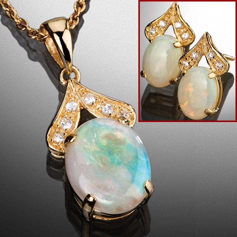 Opal Necklace & Earrings