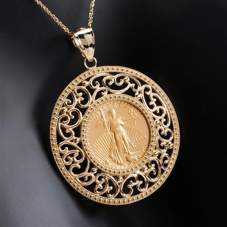 14k American Gold Eagle Coin Necklace | Demipe