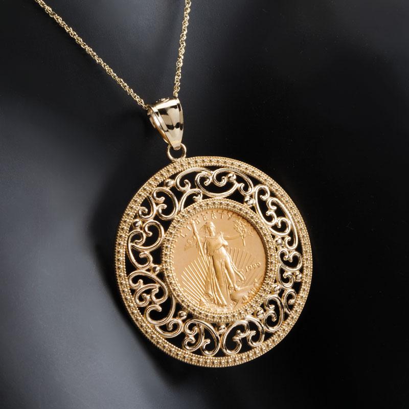 14k American Gold Eagle Coin Necklace 27403ob Stauercom