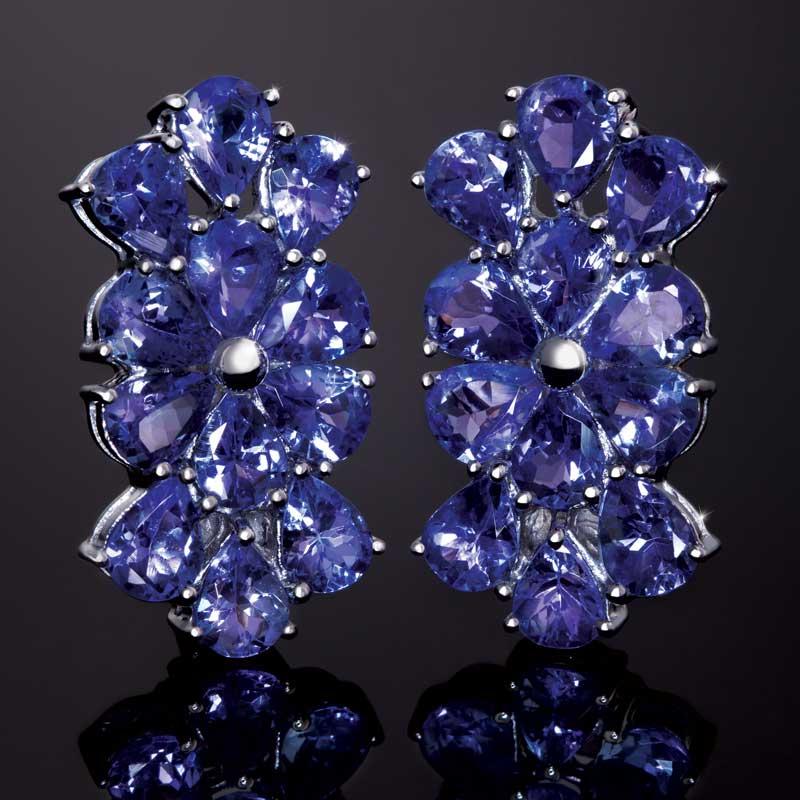 10K White Gold Saintpaulia Tanzanite Earrings