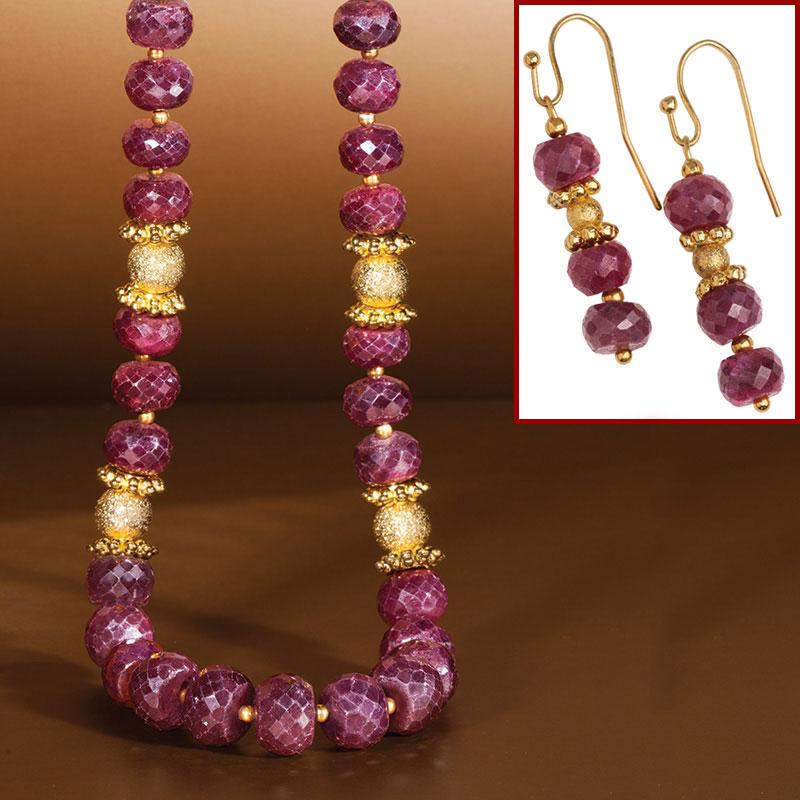 Desire Ruby Necklace & Earrings Set