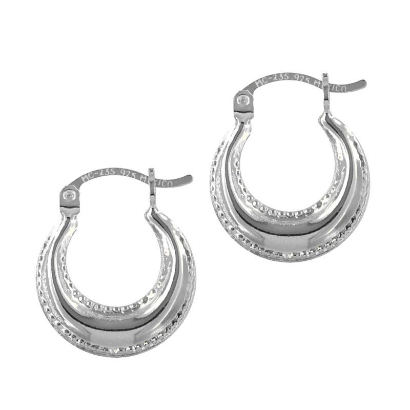 Sterling Silver Beaded Hoop Earrings