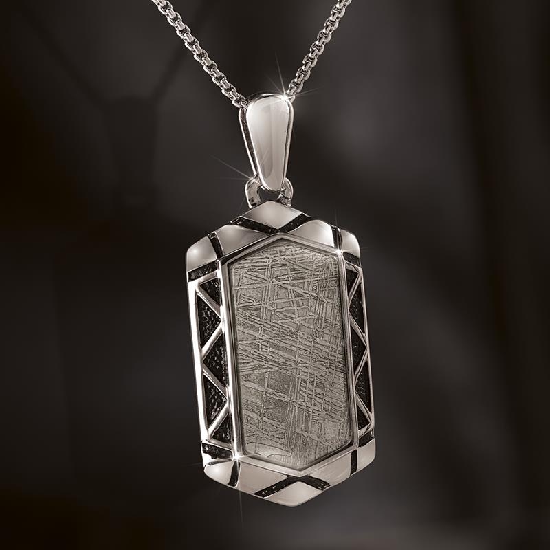 Men's Meteorite in Steel Pendant & Chain