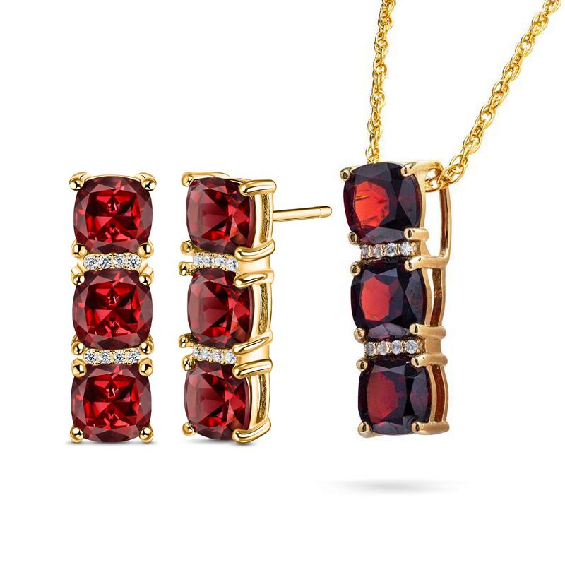 Garnet necklace sale and earrings