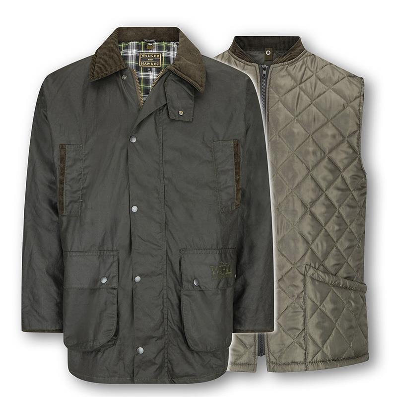 100% Waxed Cotton Greendale 3-1 Padded Jacket (Olive)